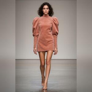 Ted Baker Tipto Exaggerated Long Sleeves Corduroy Mini Dress Size 1 US 4